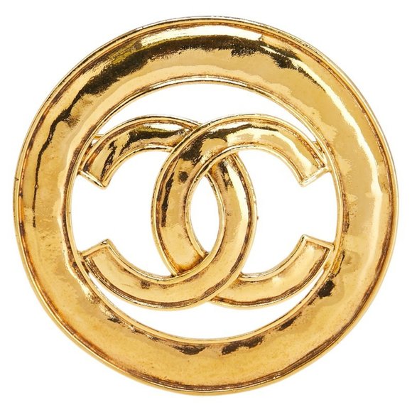 Chanel Coco Mark Brooch, Gold Plated, Women's, CHANEL - Picture 1 of 4